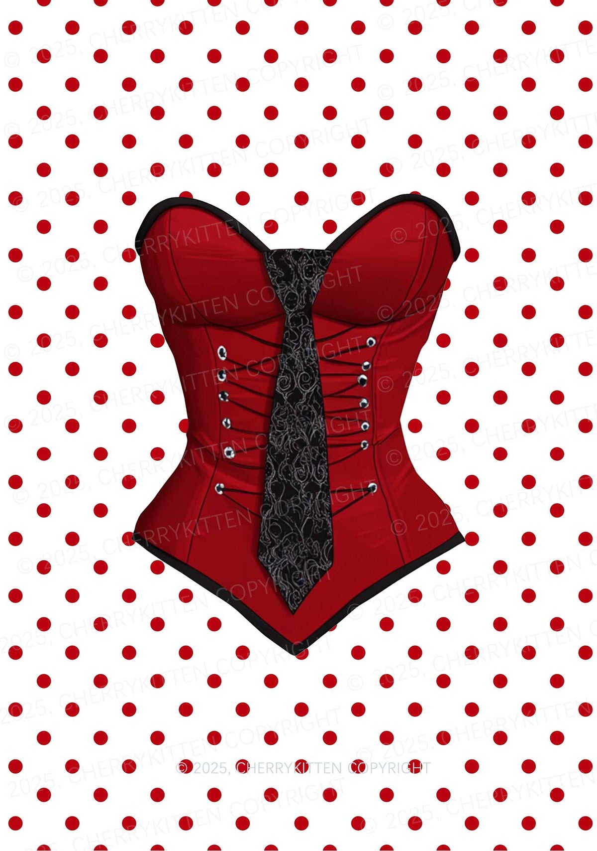 Dots Red Corset Y2K Mesh Crop Top Cherrykitten
