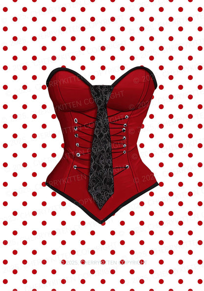 Dots Red Corset Y2K Mesh Crop Top Cherrykitten