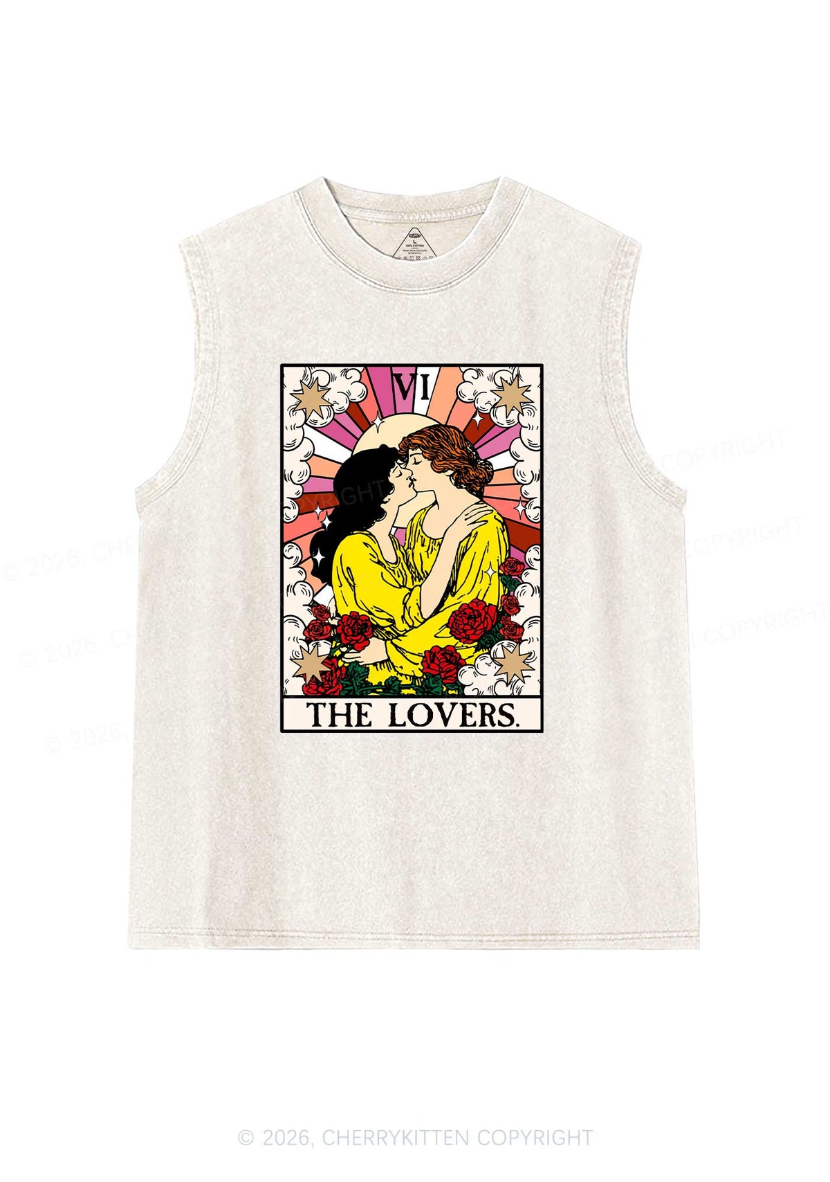 Kissing Lesbians Pride Y2K Washed Muscle Tank Cherrykitten