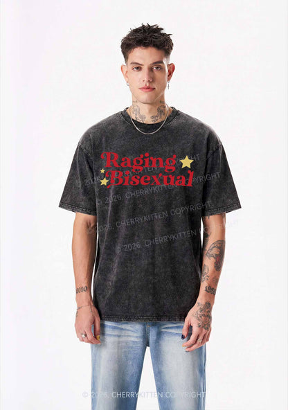 Raging Bisexual Stars Pride Y2K Shirts Washed Tee Cherrykitten