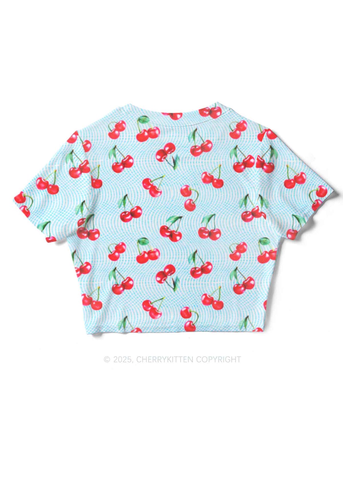 Blue Cherry Y2K Mesh Crop Top Cherrykitten