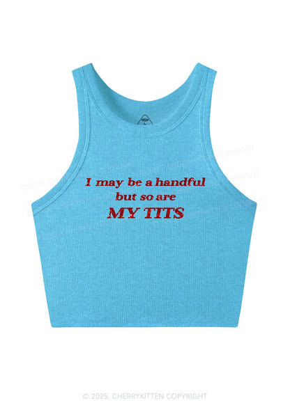 Glitter I May Be A Handful Y2K Crop Tank Top Cherrykitten