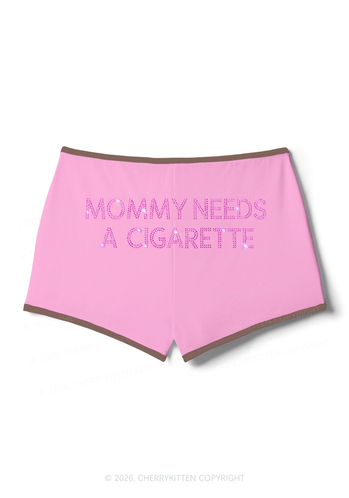 Rhinestone Mommy Needs Cigarette Y2K Booty Shorts Cherrykitten