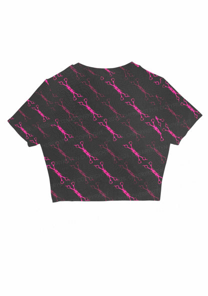 Pink Scissors Pride Y2K Mesh Crop Top Cherrykitten