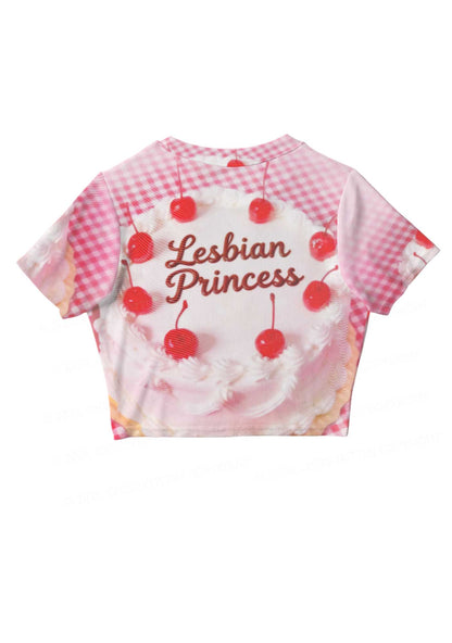 Blush Lesbian Princess Cake Pride Y2K Mesh Crop Top Cherrykitten