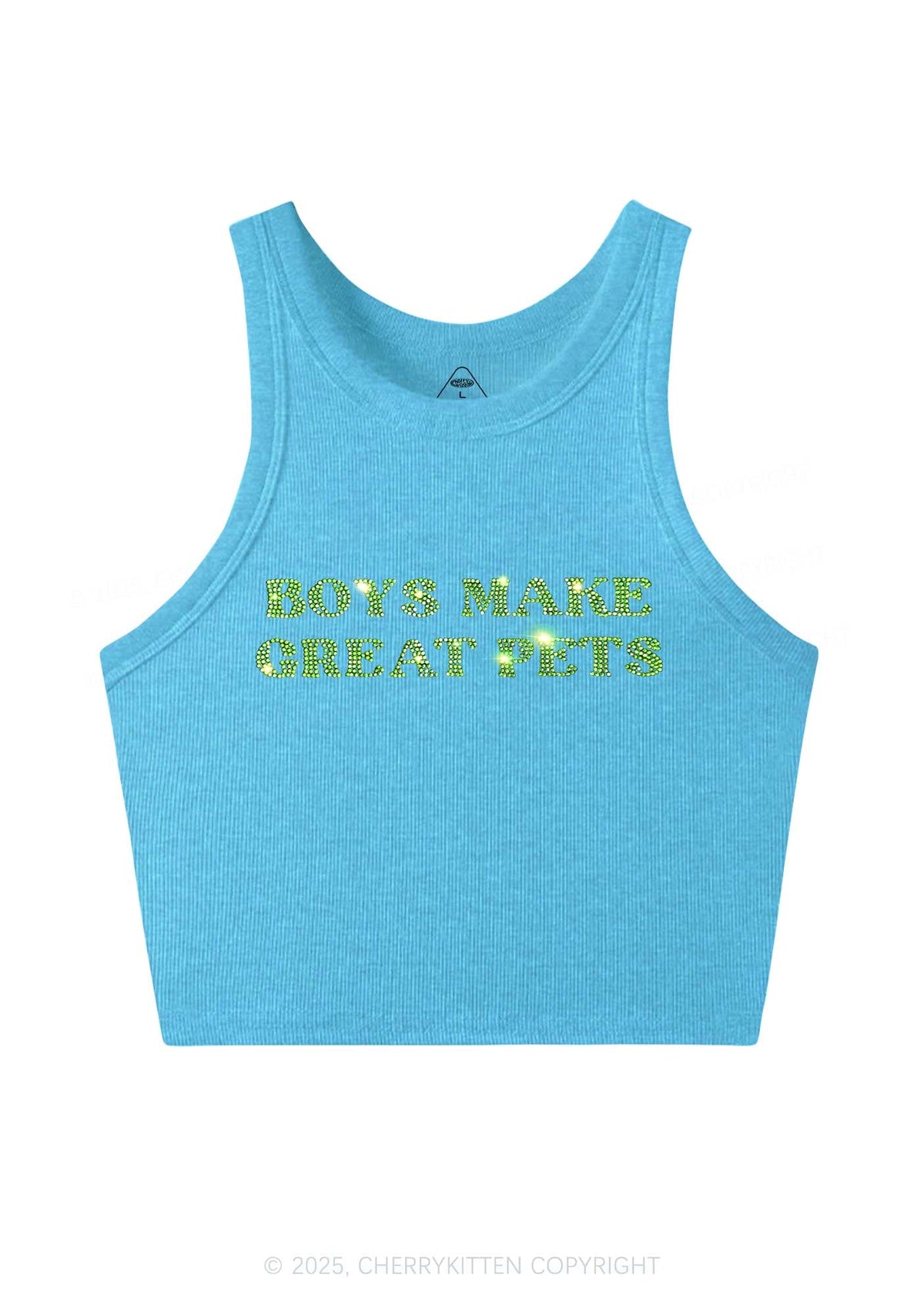 Rhinestone Boys Make Gr8 Pets Y2K Crop Tank Top Cherrykitten