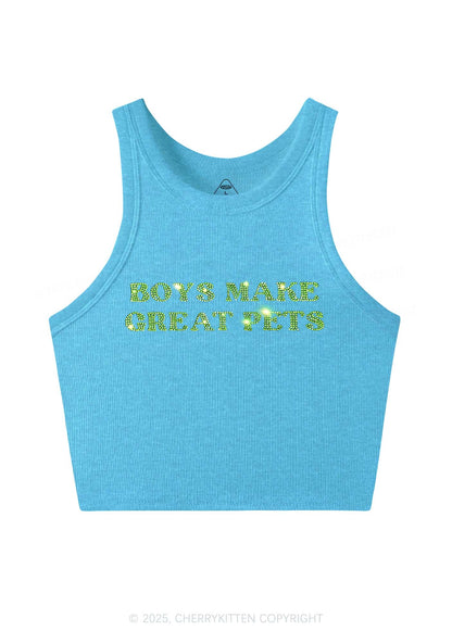 Rhinestone Boys Make Gr8 Pets Y2K Crop Tank Top Cherrykitten