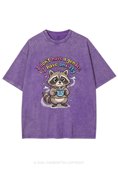 Raccoon I dont Have A Gender Pride Y2K Shirts Washed Tee Cherrykitten