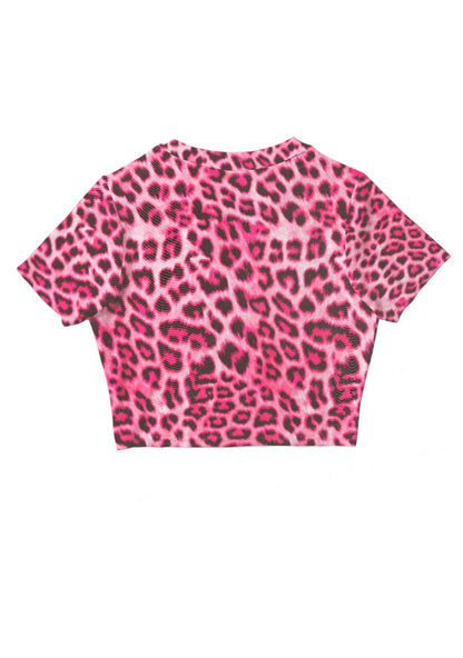 Pink Leopard Faggot Pride Y2K Mesh Crop Top Cherrykitten