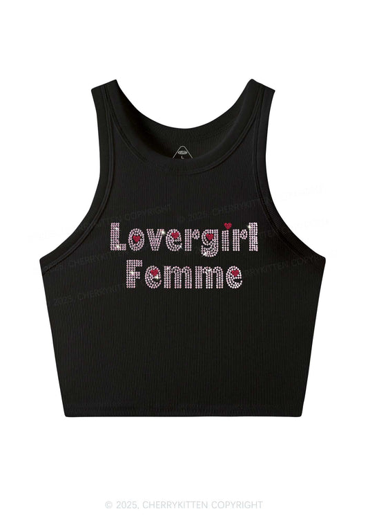Rhinestone Lovergirl Femme Y2K Crop Tank Top Cherrykitten