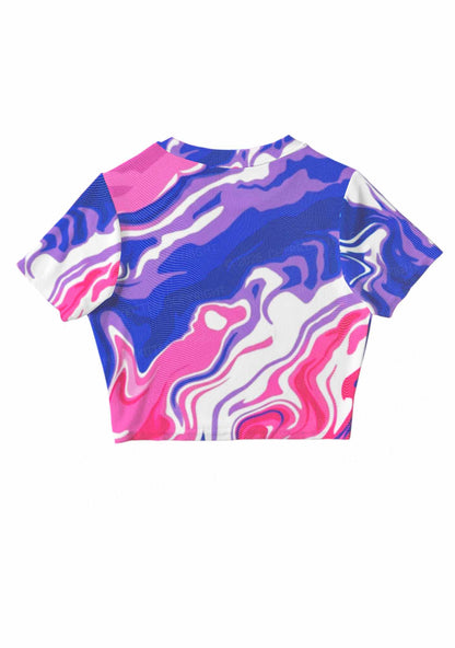 Bisexual Liquid Tie Dye Pride Y2K Mesh Crop Top Cherrykitten
