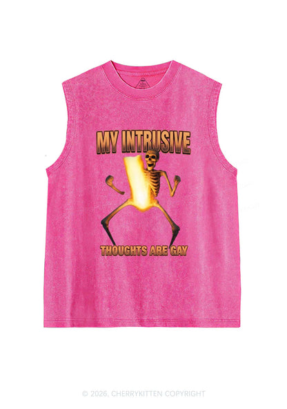 My Intrusive Thoughts Are Gay Pride Y2K Washed Muscle Tank Cherrykitten