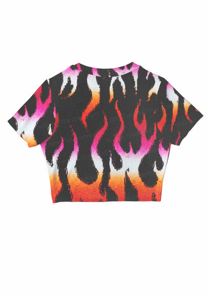 Lesbian Flame Pride Y2K Mesh Crop Top Cherrykitten