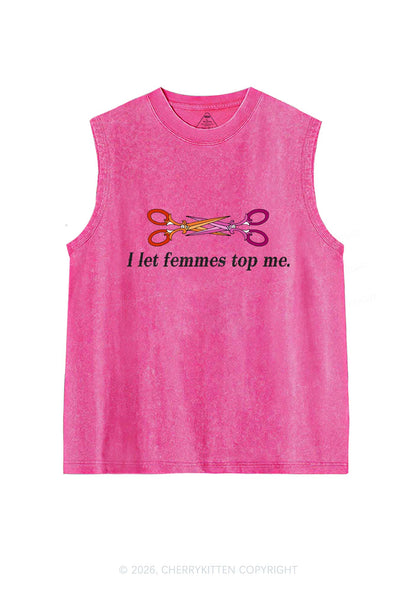 I Let Femmes Top Me Scissors Pride Y2K Washed Muscle Tank Cherrykitten