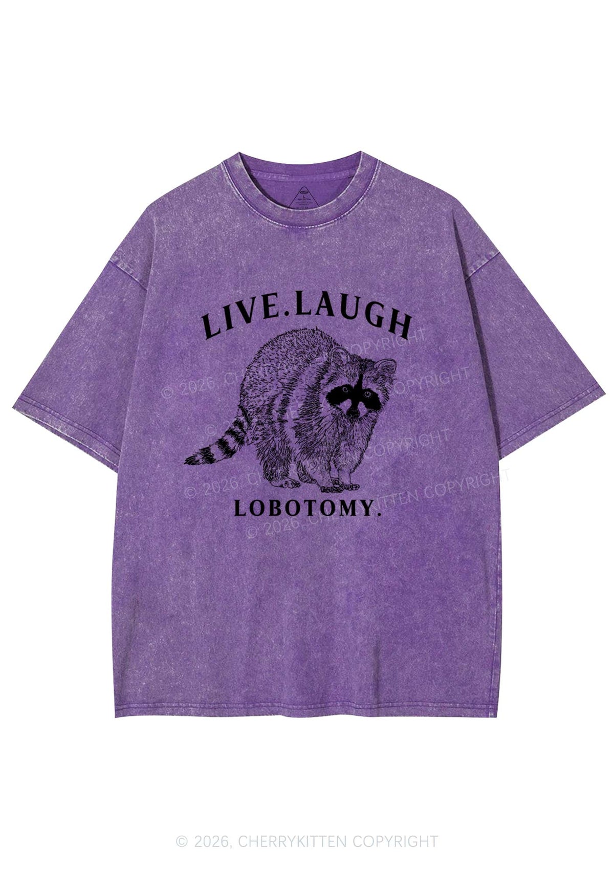 Live Laugh Lobotomy Raccoon Y2K Shirts Washed Tee Cherrykitten