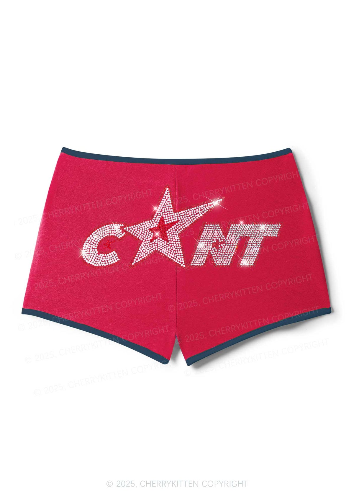 Rhinestone Star Cxxt Y2K Booty Shorts Cherrykitten
