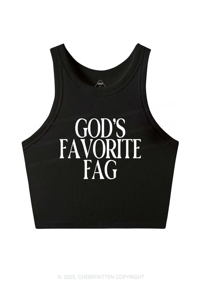 Gods Favorite Fag Pride Y2K Crop Tank Top Cherrykitten