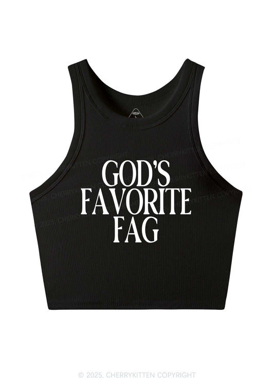 Gods Favorite Fag Pride Y2K Crop Tank Top Cherrykitten