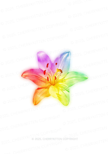 Rainbow Lily Pride Y2K Mesh Crop Top Cherrykitten