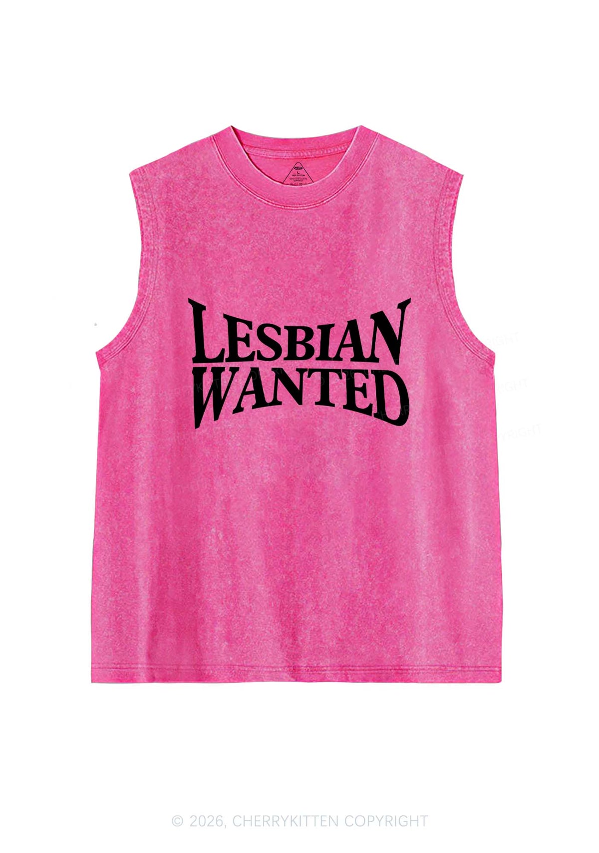 Lesbian Wanted Pride Y2K Washed Muscle Tank Cherrykitten