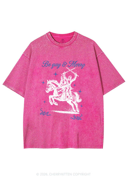 Be Gay Merry Pride Y2K Shirts Washed Tee Cherrykitten