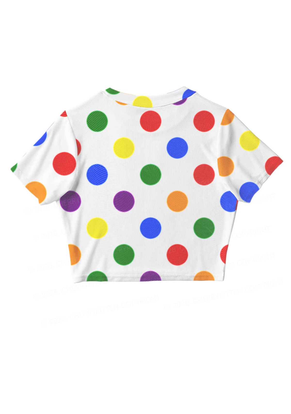 Rainbow Dots On White Pride Y2K Mesh Crop Top Cherrykitten