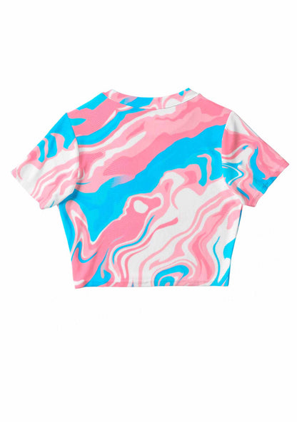 Trans Liquid Tie Dye Pride Y2K Mesh Crop Top Cherrykitten
