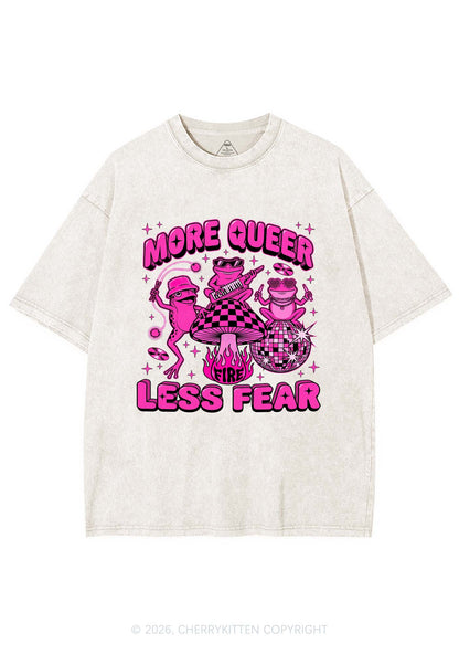 More Queer Less Fear Pride Y2K Shirts Washed Tee Cherrykitten