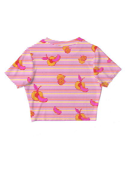 Peachy Lesbian Stripe Pride Y2K Mesh Crop Top Cherrykitten
