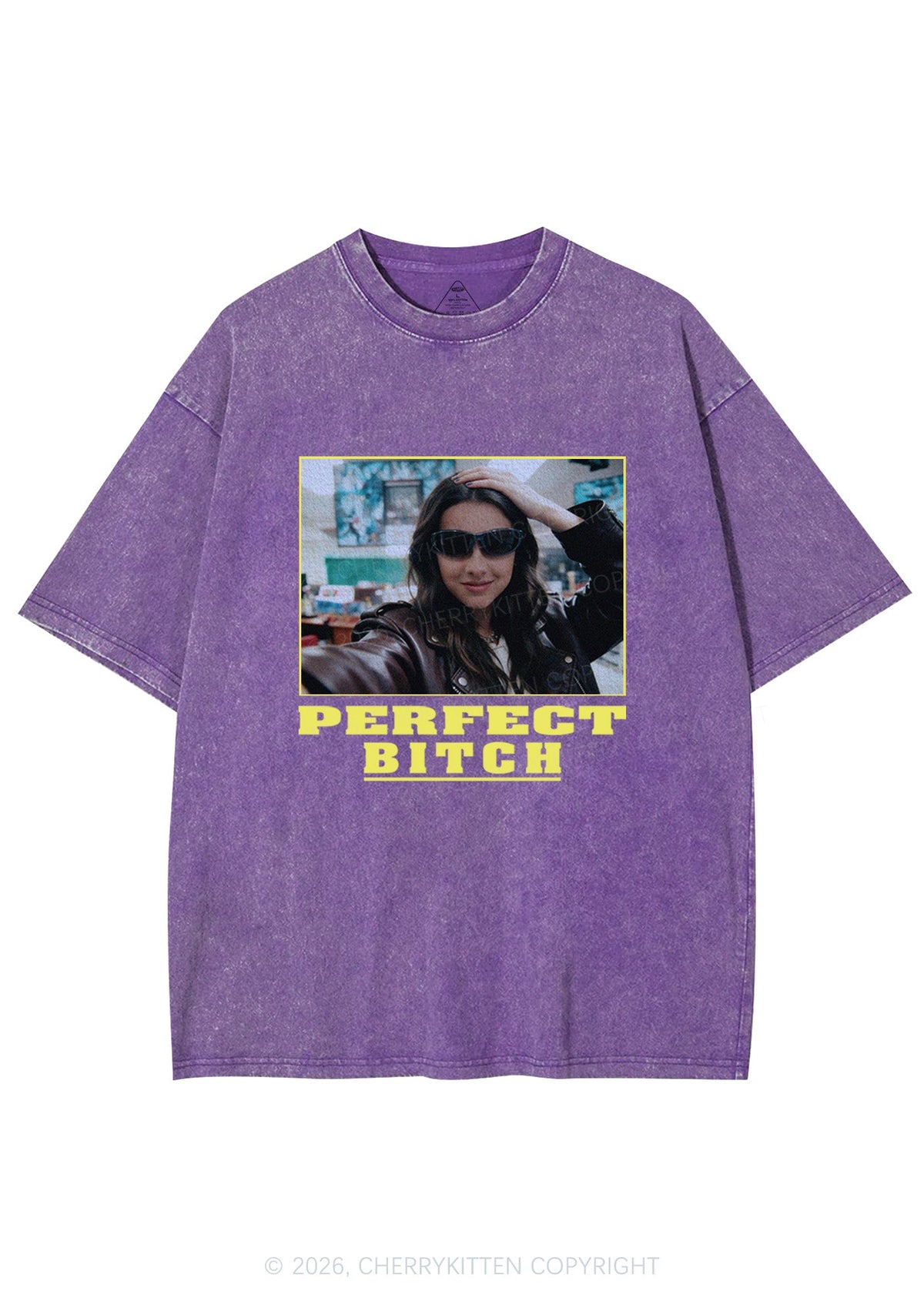 Custom Perfect Bxxch Y2K Shirts Washed Tee Cherrykitten