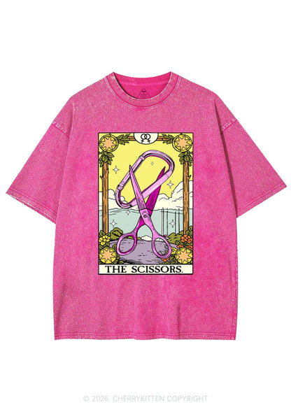 Pink Scissors Tarot Pride Y2K Shirts Washed Tee Cherrykitten
