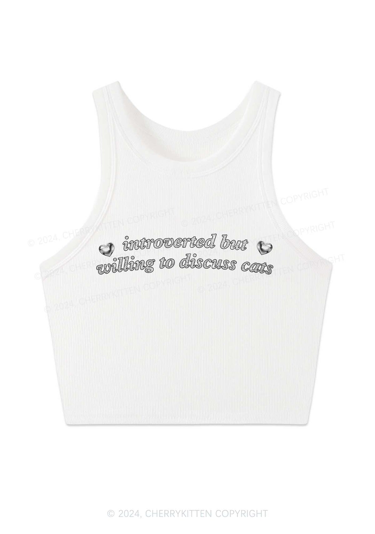 Willing To Discuss Cats Y2K Crop Tank Top Cherrykitten