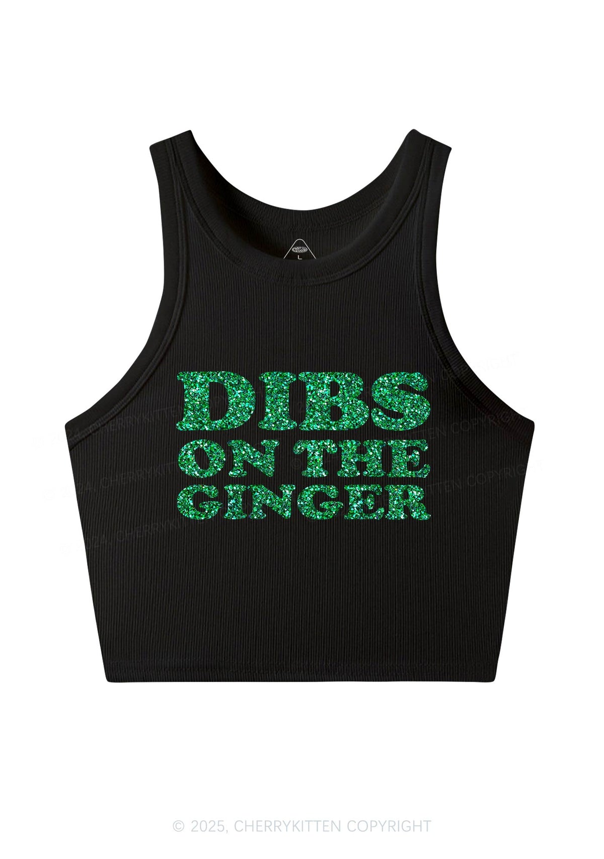 Glitter Dibs On The Ginger St Patricks Y2K Crop Tank Top Cherrykitten