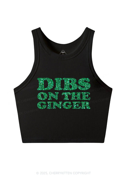 Glitter Dibs On The Ginger St Patricks Y2K Crop Tank Top Cherrykitten