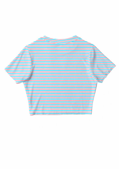 Trans Stripes Pride Y2K Mesh Crop Top Cherrykitten