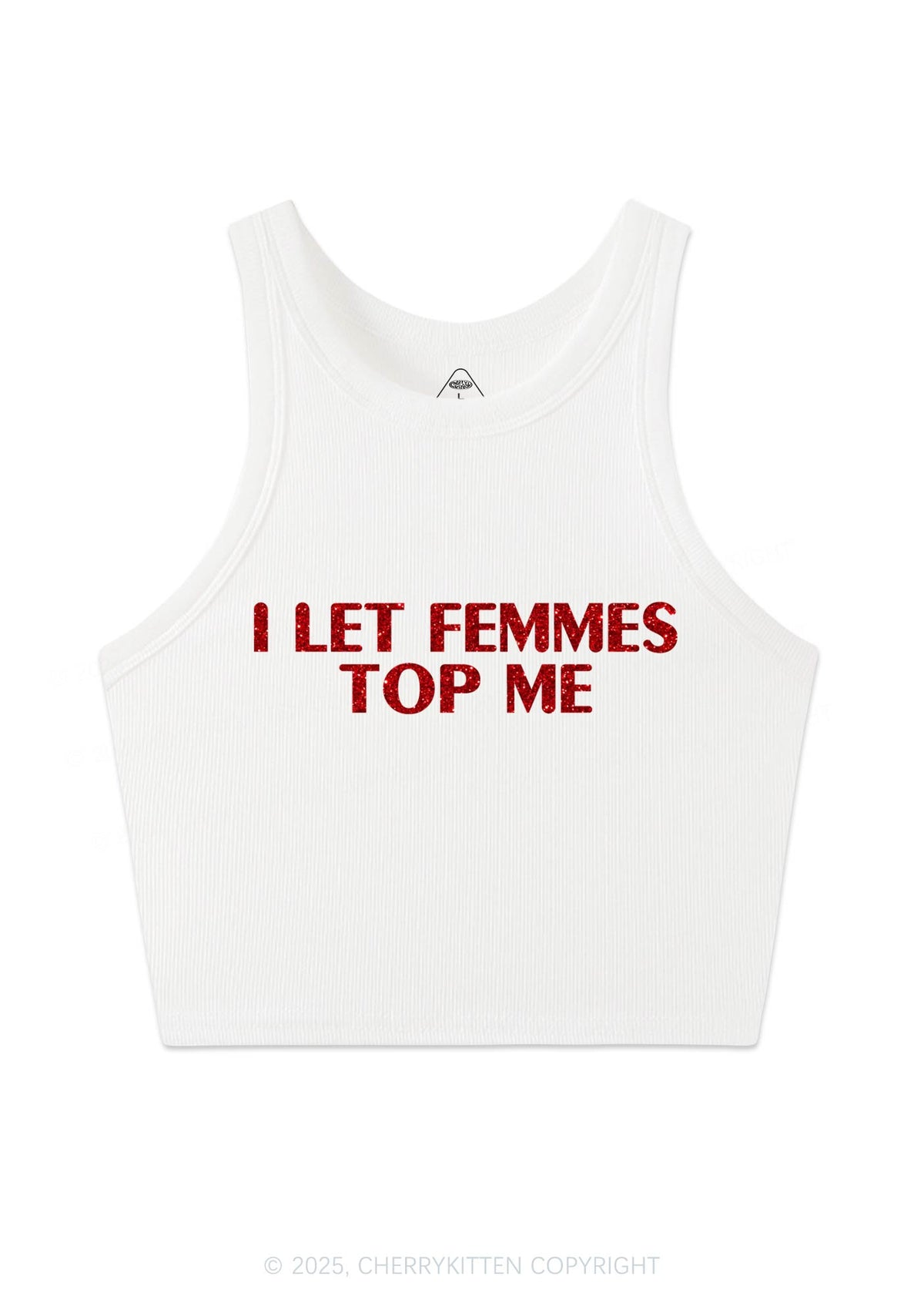Glitter I Let Femmes Top Me Pride Y2K Crop Tank Top Cherrykitten