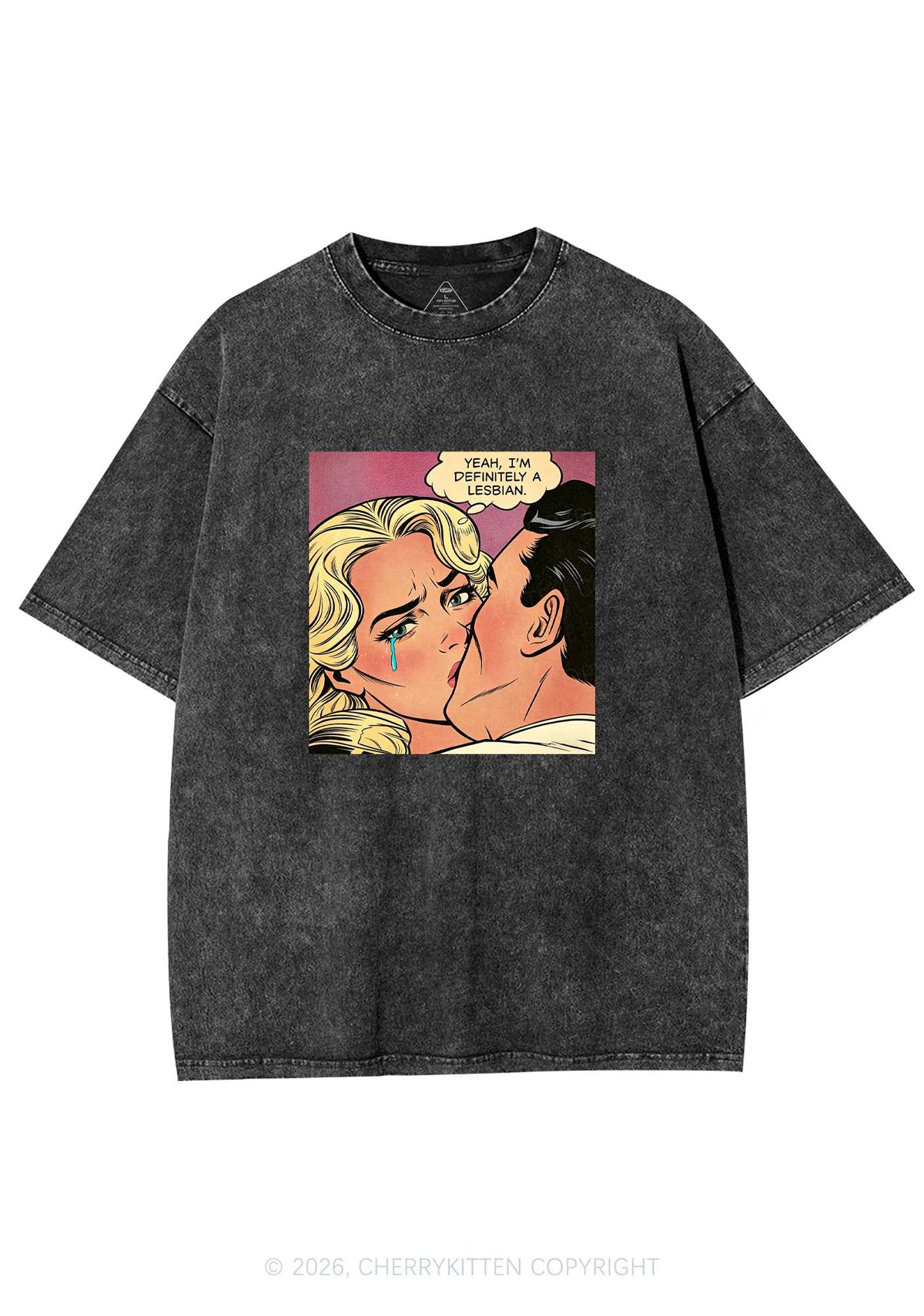 Im Definitely A Lesbian Pride Y2K Shirts Washed Tee Cherrykitten