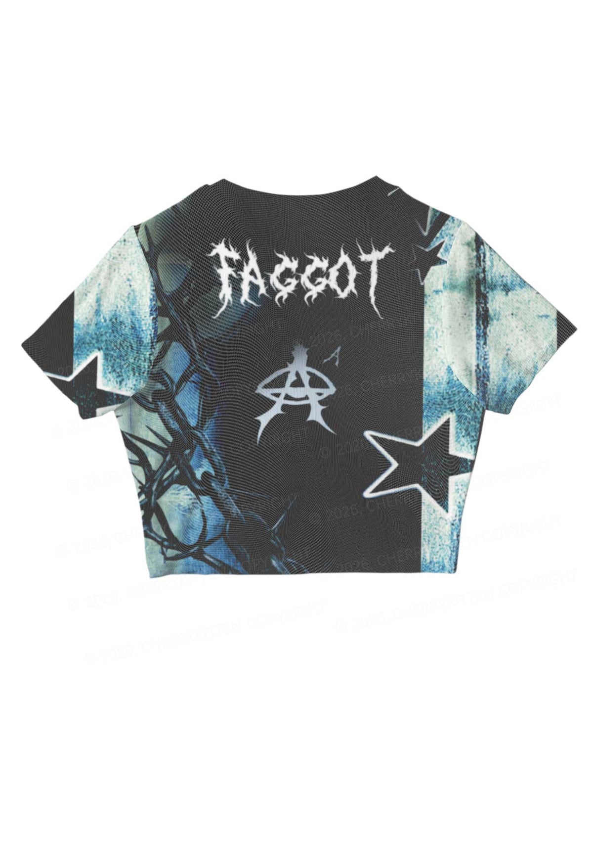 Black Thorn Faggot  Pride Y2K Mesh Crop Top Cherrykitten