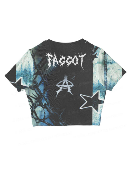 Black Thorn Faggot  Pride Y2K Mesh Crop Top Cherrykitten
