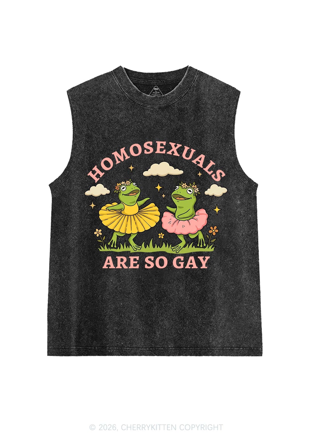 Homosexuals Are So Gay Pride Y2K Washed Muscle Tank Cherrykitten
