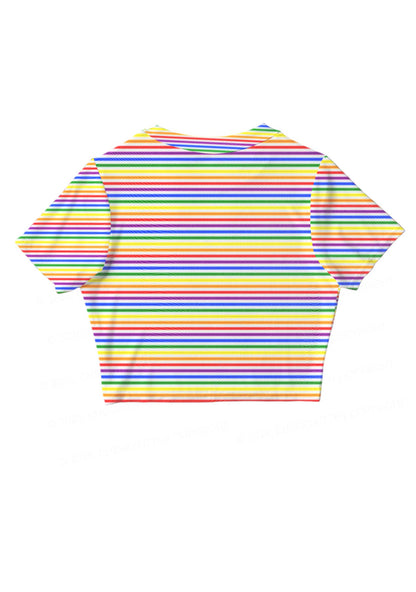 Rainbow Stripes Pride Y2K Mesh Crop Top Cherrykitten