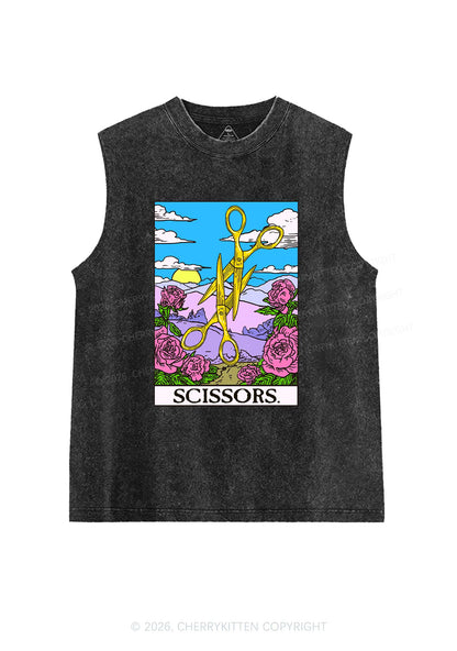 Yellow Scissors Pride Y2K Washed Muscle Tank Cherrykitten
