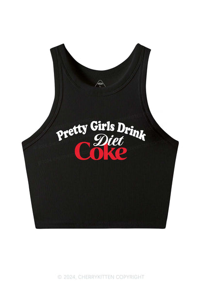 Pretty Girls Drink Diet Cola Y2K Crop Tank Top Cherrykitten