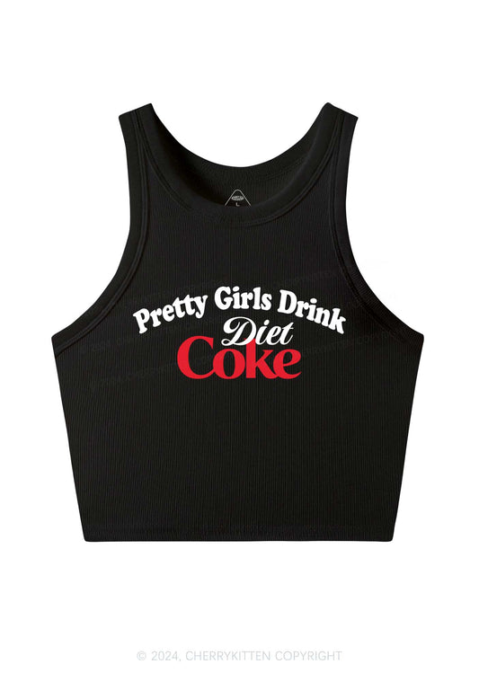 Pretty Girls Drink Diet Cola Y2K Crop Tank Top Cherrykitten