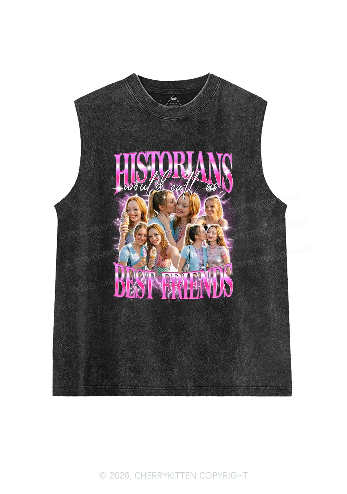 Custom Best Friends Photos Pride Y2K Washed Muscle Tank Cherrykitten