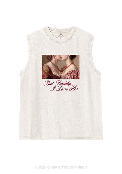 But Daddy I Love Her Lesbian Pride Y2K Washed Muscle Tank Cherrykitten