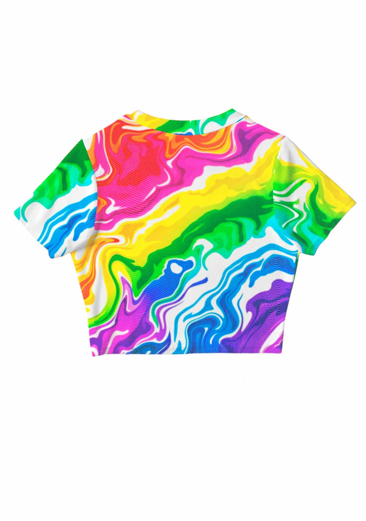 Rainbow Liquid Tie Dye Pride Y2K Mesh Crop Top Cherrykitten