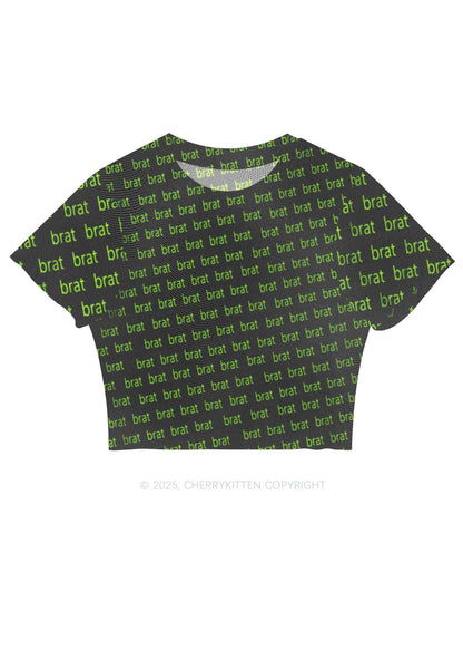 Green Brat Y2K Mesh Crop Top Cherrykitten