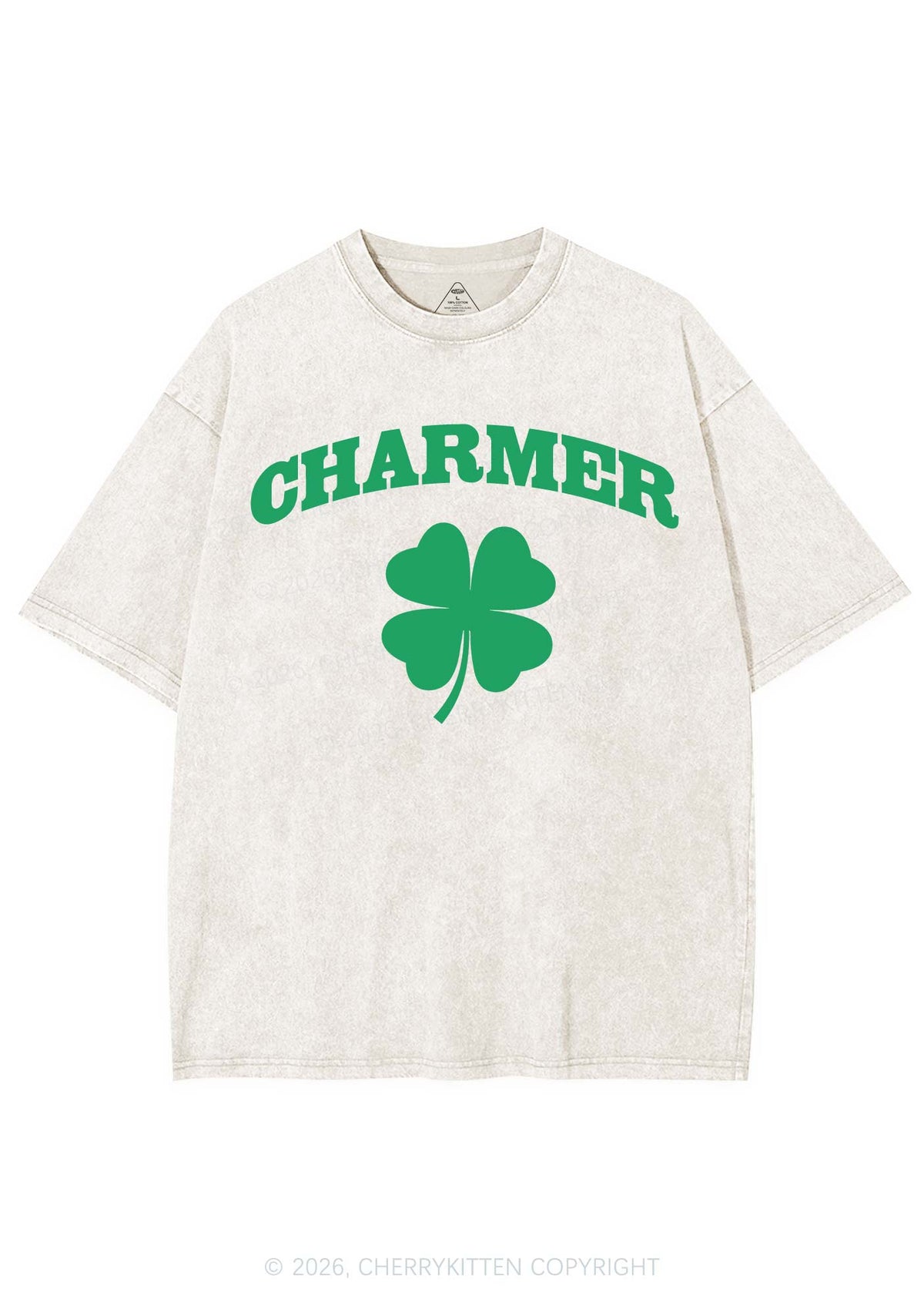 Charmer Shamrock St Patricks Y2K Shirts Washed Tee Cherrykitten