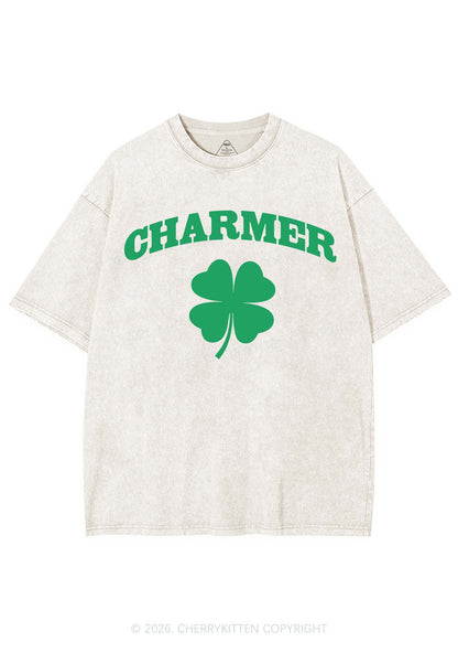 Charmer Shamrock St Patricks Y2K Shirts Washed Tee Cherrykitten
